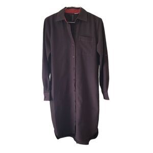 Design Collective Women's Dark Brown Button Down Long Sleeve Shirt Dress